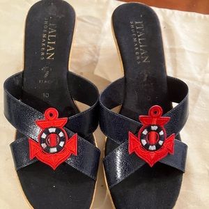 Navy blue anchor Italian Shoemakers size 10 sandals
